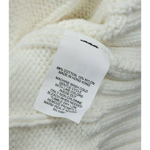 Vintage Express Crew Neck Med White Cable Knit Long Sleeve Pullover Sweater - Picture 12 of 12